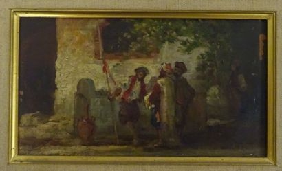 Auguste Maillet RIGON (1850-1884) 

La rencontre avec un oriental. 

Huile sur panneau....