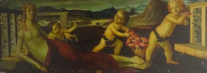 Ecole de la fin du XIXème ou du XXème siècle 

Venus et putti, dans le goût de Boticelli.

Huile...