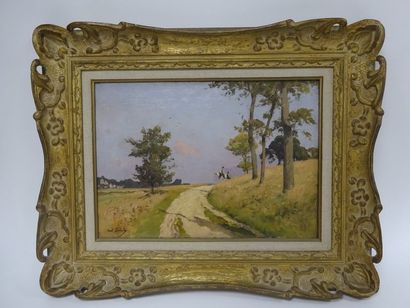 Paul LECOMTE (1842-1920) 

Cavalier sur un chemin de campagne. 

Huile sur toile....