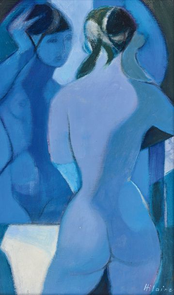 Camille HILAIRE (1916-2004) Femme au miroir.
Huile sur toile.
Signée en bas à droite.
Contresignée...