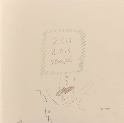 Jean Jacques SEMPE (1932) Album du Marco Polo, 2014-2015.
72 dessins sur 39 pages.
Mine...