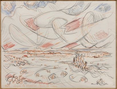 André MASSON (1896-1987) Lever du Mistral dans la Crau, 1947-49.
Mine de plomb et...