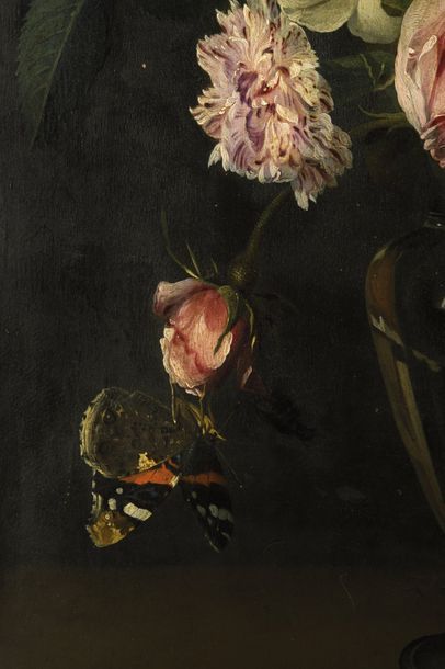 Daniel SEGHERS (Anvers 1590 - id.; 1661) Vase de fleurs sur un entablement.
Huile...