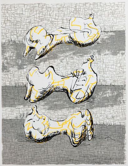 Henry Moore (1898-1986) 

Three Reclining Figures, 1971.

Lithographie en couleurs.

Signée...