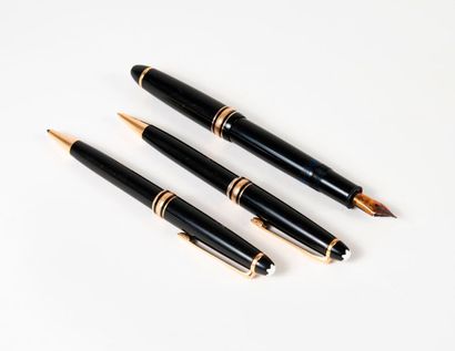 MONTBLANC Meisterstruck

Trois stylos, en résine noire et attributs dorés, comprenant...