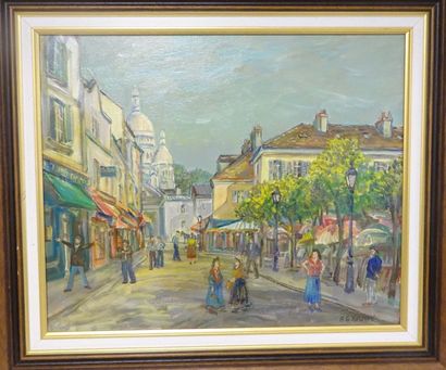 Alexis-Guy KOROVINE (1928) 

Place du Tertre à Montmartre.

Huile sur toile.

Signée...