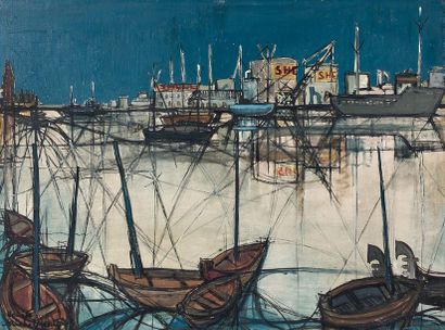 MICHEL-HENRY (1928-2016) 

Venise les docks, 1954. 

Huile sur toile. 

Signée, située...