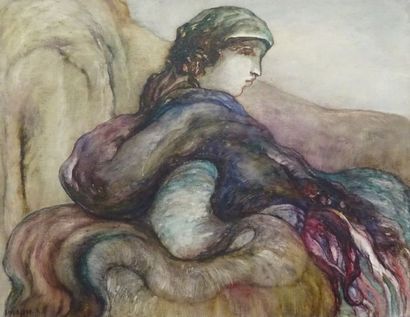 Jeannine GILLES-MURIQUES (1924 -) 

Portrait de femme.

Huile sur toile

Signée en...