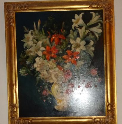 Emile Henry TILMANS (1888-1960) 

Vase fleuri. [19]42.

Huile sur panneau.

Signée...