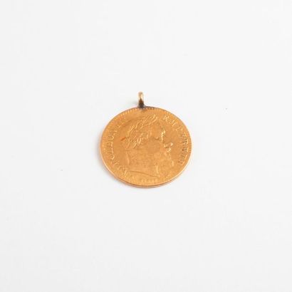 null Pendentif en or jaune (750) retenant une pièce de 10 Francs or, Napoléon III,...