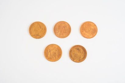 France 

Lot de 4 pièces de 20 Francs or : 

- Napoléon Ier, 1808 Paris (x2). 

-...