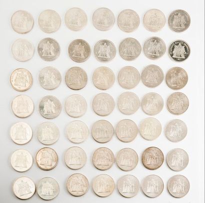 France 
Lot de pièces en argent de 50 Francs.
Poids total : 1 470 g.