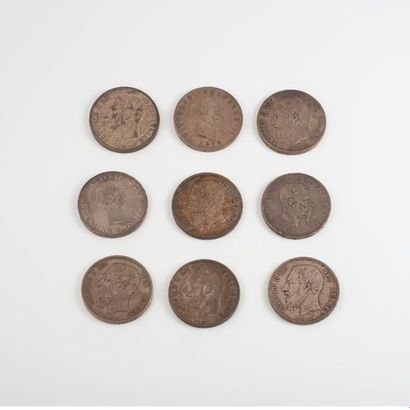null Lot de pièces en argent (min. 800) comprenant notamment des 5 francs Belge....