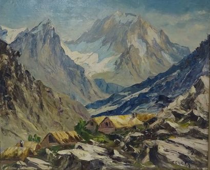 Francis CARIFFA (1890-1975) 

Village dans les Alpes. 

Huile sur toile. 

Signée...