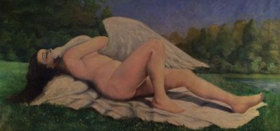 Alfred LAVERGNE (1892-1969) 

Léda et le cygne, 1929.

Huile sur toile.

Signée et...