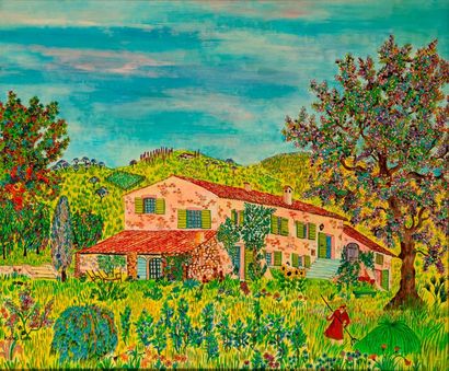 Michel LOEB (1931) 

Paysage à la maison et au jardin. 

Huile sur carton. 

Signée...