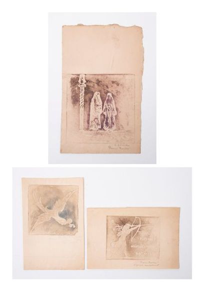 Pierre ROCHE (1855-1922) 

Lot de trois gypsographies sur papier. 

Signées et dédicacées....
