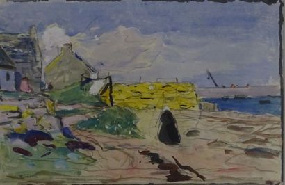 Lucien SIMON (1861-1945) 

La plage de Mousterlin.

Mine de plomb, aquarelle et gouache...