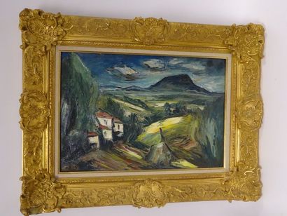 Anders OSTERLIND (1887-1960) 

Paysage, La Sainte Victoire. 

Huile sur isorel. 

Signée...