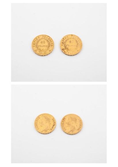 null 2 pièces de 40 Fr or Napoléon Ier "Tête laurée", 1811 et 1812 A Paris. 

Poids...