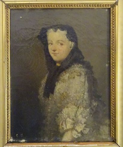 ECOLE FRANCAISE DU XIXème siècle Portrait présumé de Marie Leczinska par Maurice-Quentin...