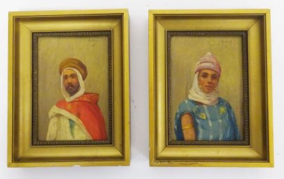 A. GILBERT (XIXème-XXème siècle) 
Portraits d'un oriental et d'une orientale.
Deux...