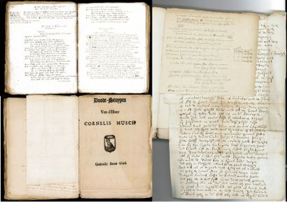 null Ensemble de manuscrits en hollandais et latin, avec des documents et des éléments...