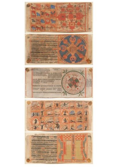 INDE, XIXème siècle 

Lot de trois pièces encadrées : 

- Feuillet avec écritures...