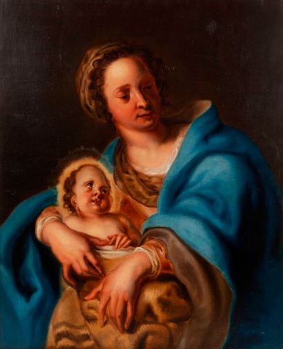 Ecole flamande, suiveur de Peter Paul RUBENS (1577-1640) 

Vierge à l'Enfant. 

Huile...