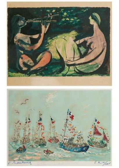 André HAMBOURG (1909-1999) 

Marine. 

Lithographie en couleurs. 

Epreuve d'artiste...