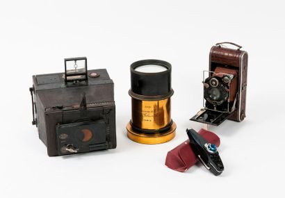Set of three various cameras and a lens:...