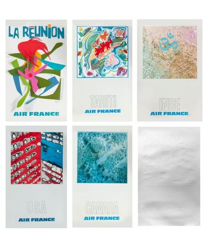 Raymond PAGES (1923-2014) pour AIR France 

Lot de 6 affiches imprimées comprenant...