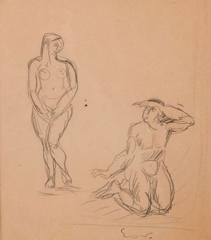 Emile Othon Friesz (1879-1949) 

Etude de personnages. 

Mine de plomb sur papier....