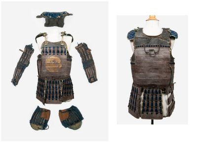 JAPON, Fin du XIXème-début du XXème siècle 

Partie d'une armure en métal peint ou...