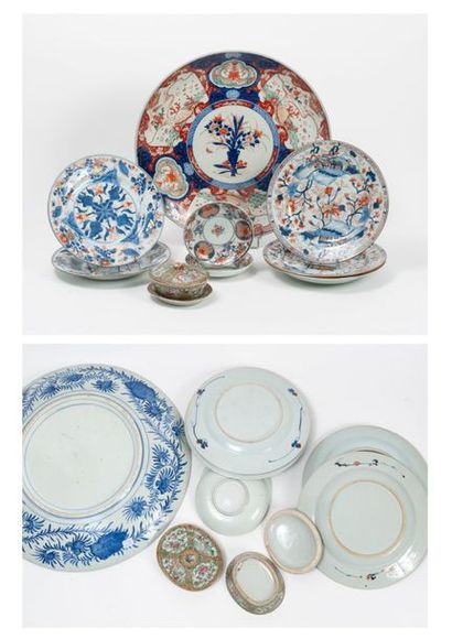 JAPON ou CHINE, XVIIIème-XIXème siècles 

Ensemble de 8 pièces en porcelaine :

-...