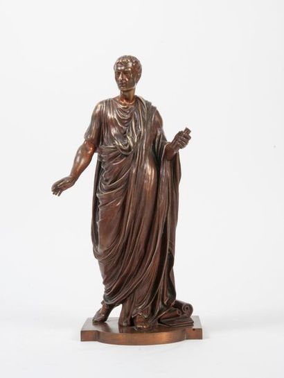D'après Mathurin MOREAU (1822-1912) 

César. 

Epreuve en bronze à patine brune nuancée....
