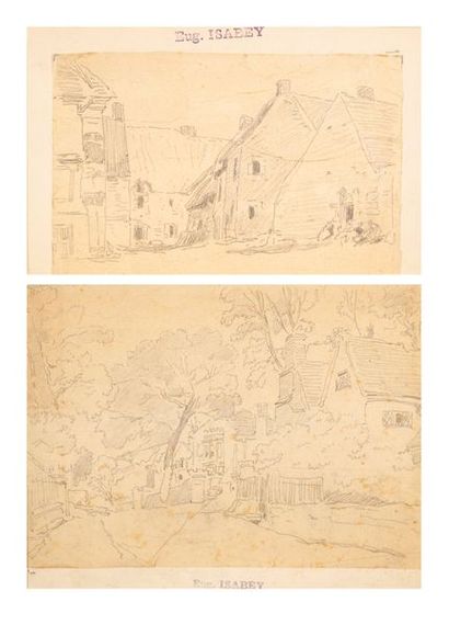Attribués à Eugène ISABEY (1804-1886) Rue à Cailly. 

Mine de plomb sur papier. 

Situé...