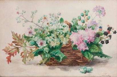Madeleine LEMAIRE (1845-1928) 

Bouquet de fleurs. 

Aquarelle sur papier. 

Signée...
