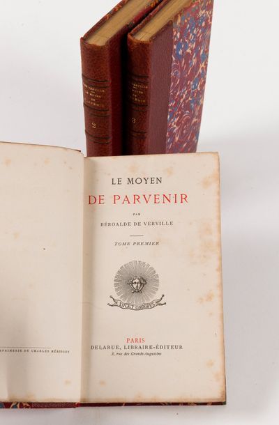 BÉROALDE DE VERVILLE Le moyen de parvenir.
Paris, Delarue, s.d. (vers 1880), 3 vol.,...