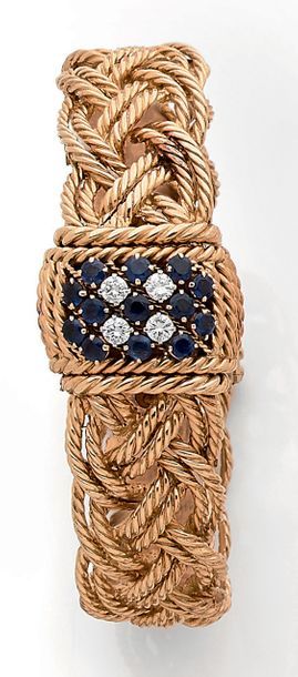BOUCHERON Paris Elégante montre bracelet de dame en filins torsadés d'or jaune (750)...