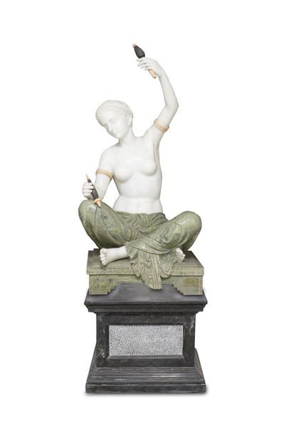 D'après Louis Ernest BARRIAS (1841-1905) La fileuse de Mégare.
Sculpture en marbres...