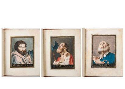 ÉCOLE ITALIENNE DU XVIIIÈME SIÈCLE Les XII Apôtres. Douze aquarelles gouachées sur...