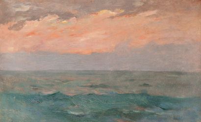 Alfred Emile Léopold STEVENS (1823-1906) Bord de mer au crépuscule.
Huile sur toile.
Signée...