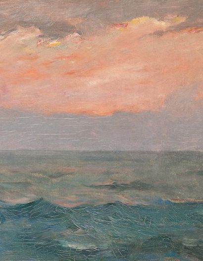 Alfred Emile Léopold STEVENS (1823-1906) Bord de mer au crépuscule.
Huile sur toile.
Signée...