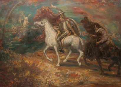 Henri Jules Charles DE GROUX (1866-1930) Don Quichotte et Sancho Pança.
Huile sur...