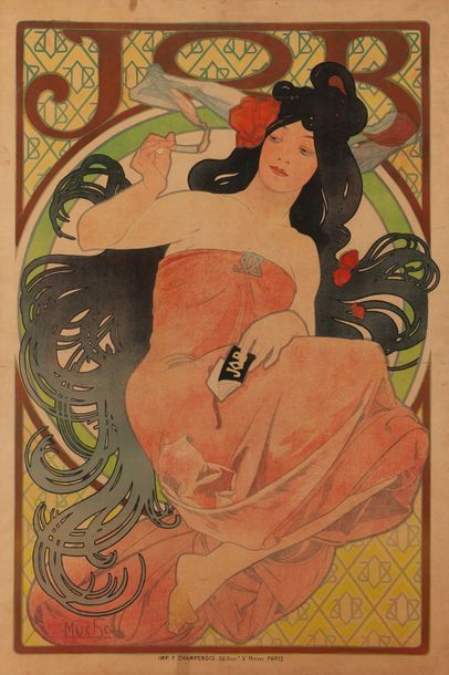 Alphonse MUCHA (1860-1939) Job, 1898.
Affiche lithographiée en couleur.
Imprimerie...