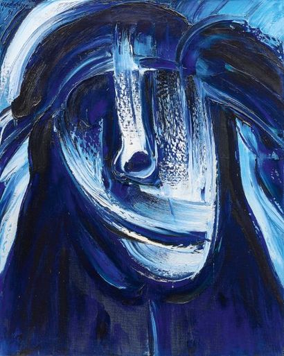 JOHN CHRISTOFOROU (1921-2014) Femme bleue, 1991.
Huile sur toile.
Signée et datée...