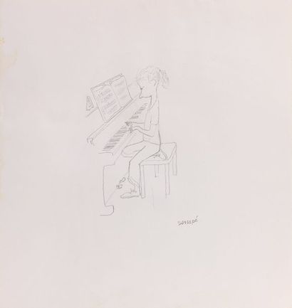Jean Jacques SEMPE (1932) La pianiste.
Mine de plomb sur papier.
Signée en bas à...