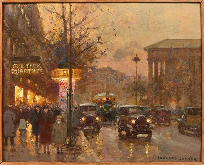 Edouard CORTES (1882-1969) Boulevard de la Madeleine, Aux Trois Quartiers.
Huile...