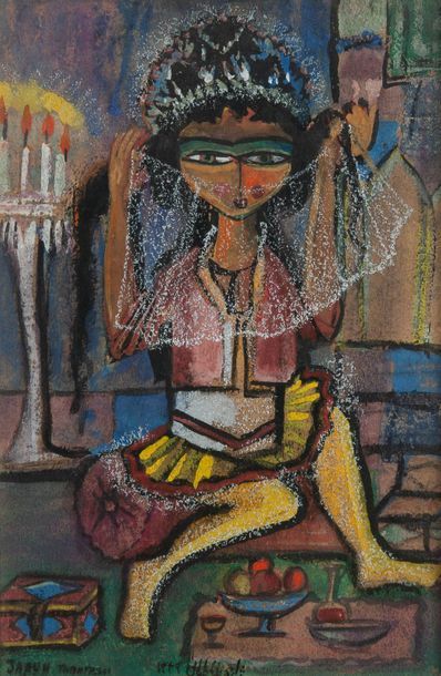 Jazeh TABATABAI (1931-2008) Danseuse au voile.
Gouache.
Signée en bas à gauche et...